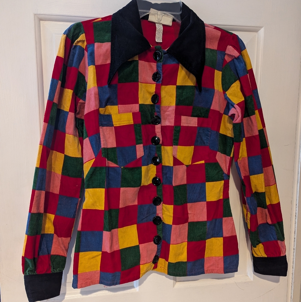 Betsey Johnson Alley Cat checker print corduroy